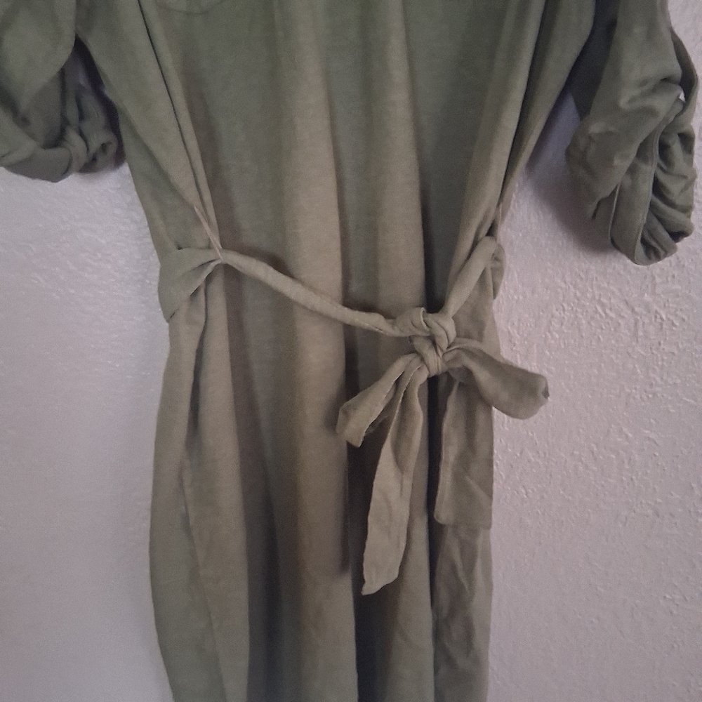 J Jill NWT Belted 100% Cotton V Neck Shirt Dress L - Picture 4 of 6
